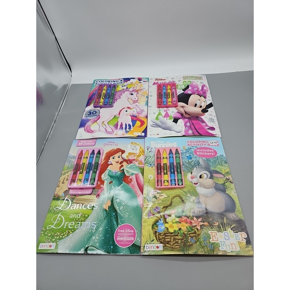 Disney Lot Of 4  Coloring & Activity Book with Crayons & Stickers‎ New